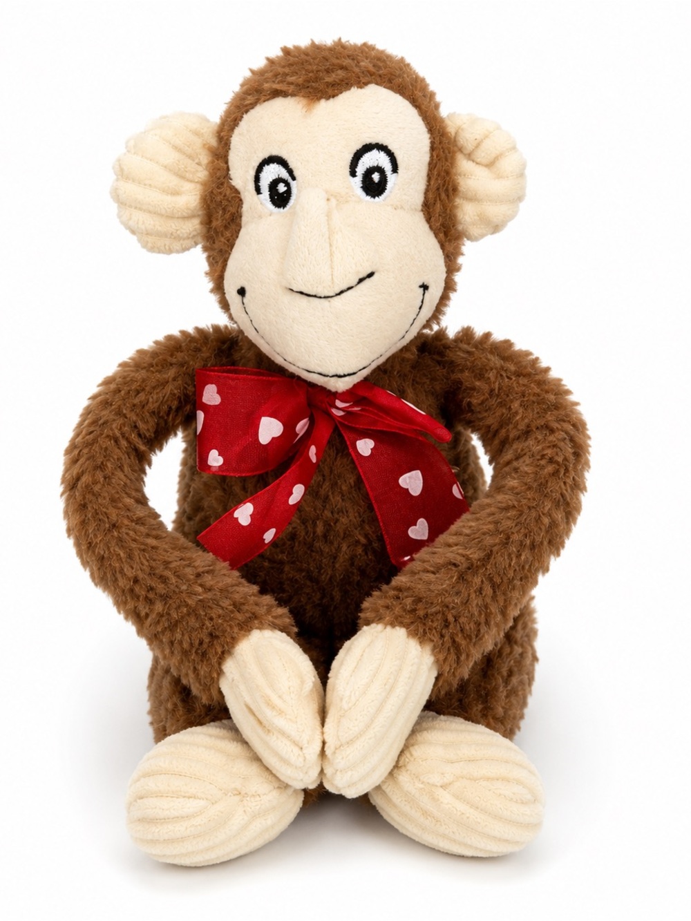 Dan Dee Monkey Plush Stuffed Animal Toy with Heart Bow Hook and Loop Hands
